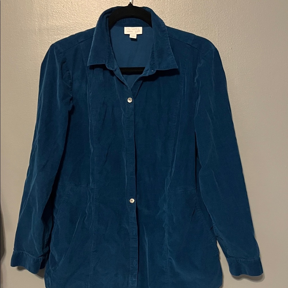 J Jill Teal Blue Button-Up cuorduory Shirt